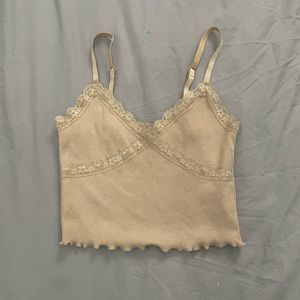 tan laced crop top